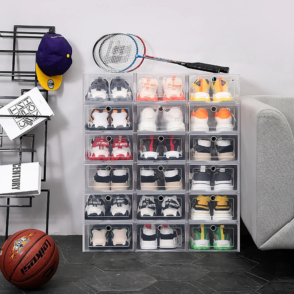 Set de 6 Zapateros Plegables Transparentes Apilables
