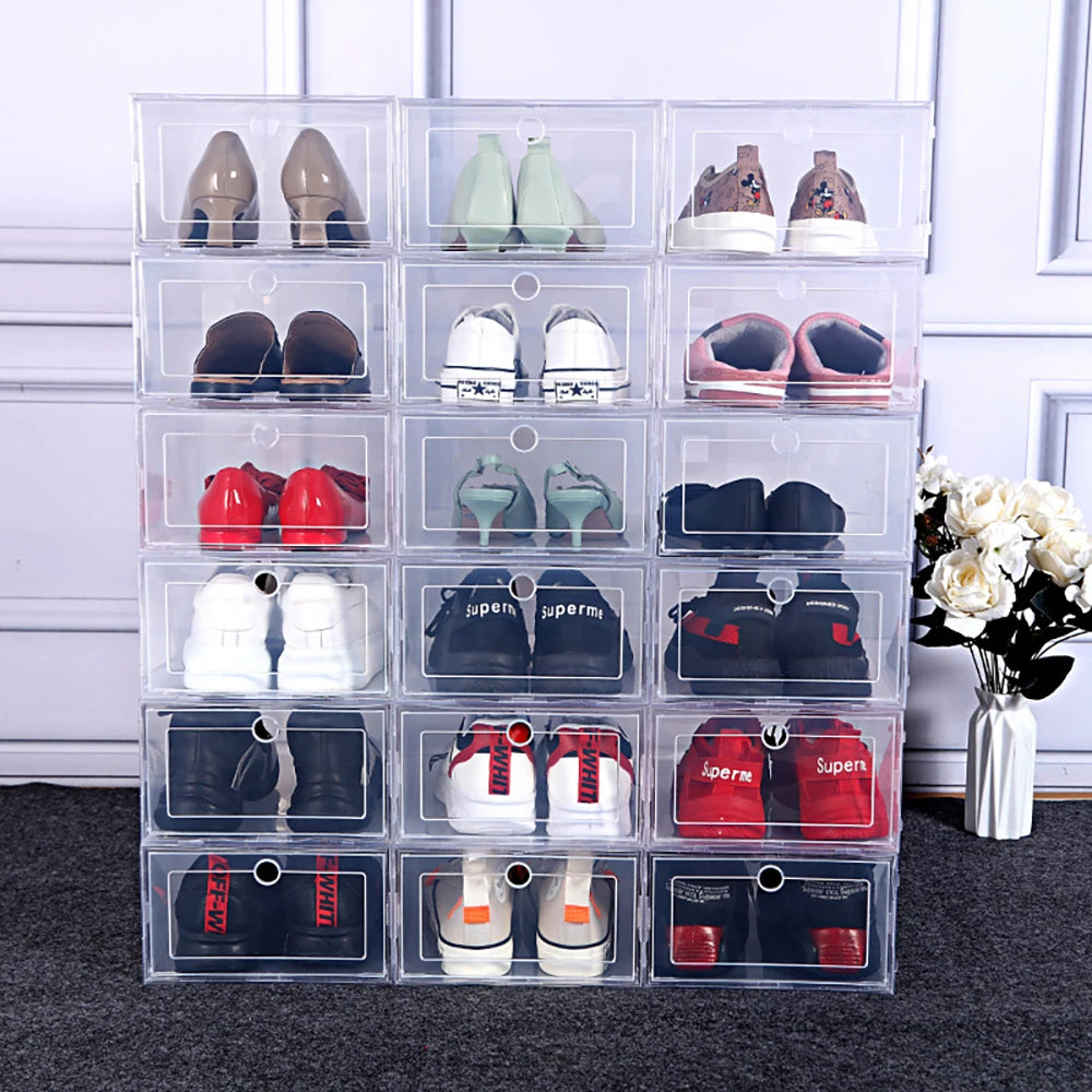 Set de 6 Zapateros Plegables Transparentes Apilables