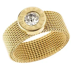 Anillo de acero con circonias Bruma