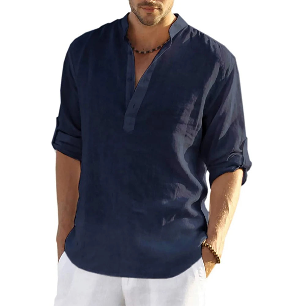 Camisa Casual Brisa de Algodón y Lino