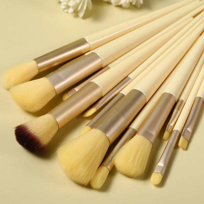 Set de 13 brochas de maquillaje para rostro y ojos