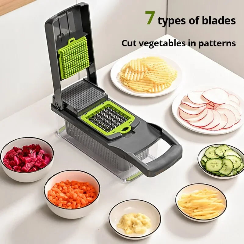 Cortador Multifunción de Verduras y Frutas con Cesto
