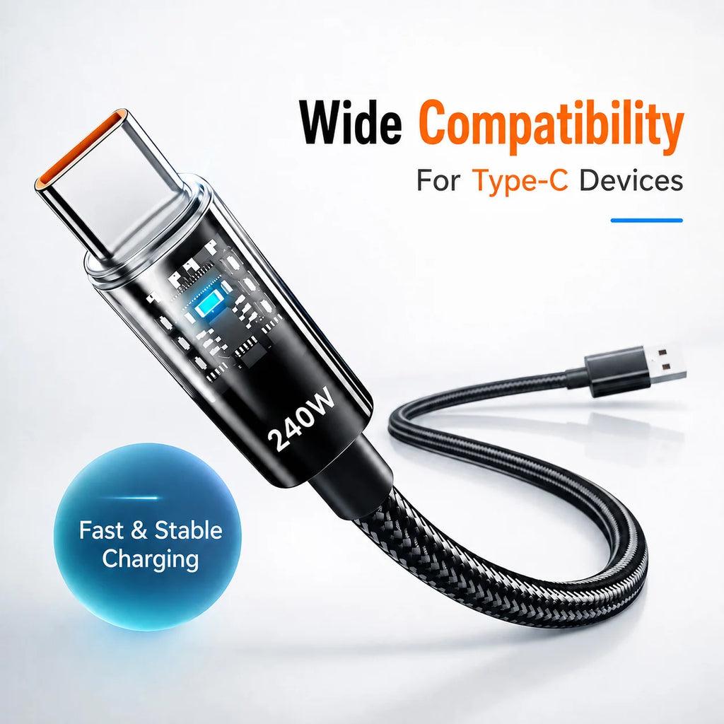 Cable USB-C trenzado de 1 m con pantalla LED