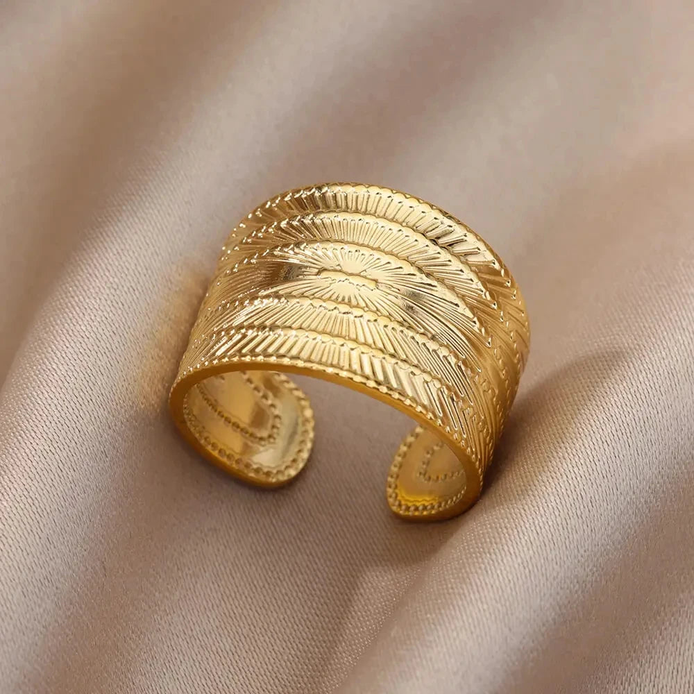 Anillo de acero 316L dorado Clásico