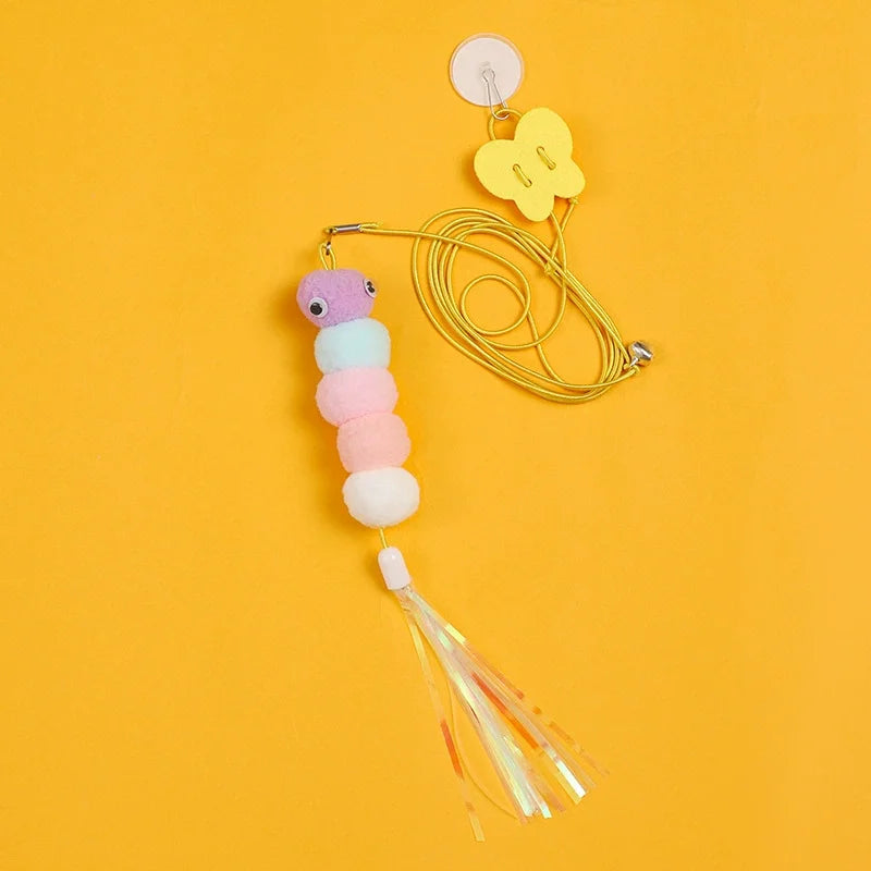 Vara Elástica Colgante para Gatos con Plumas
