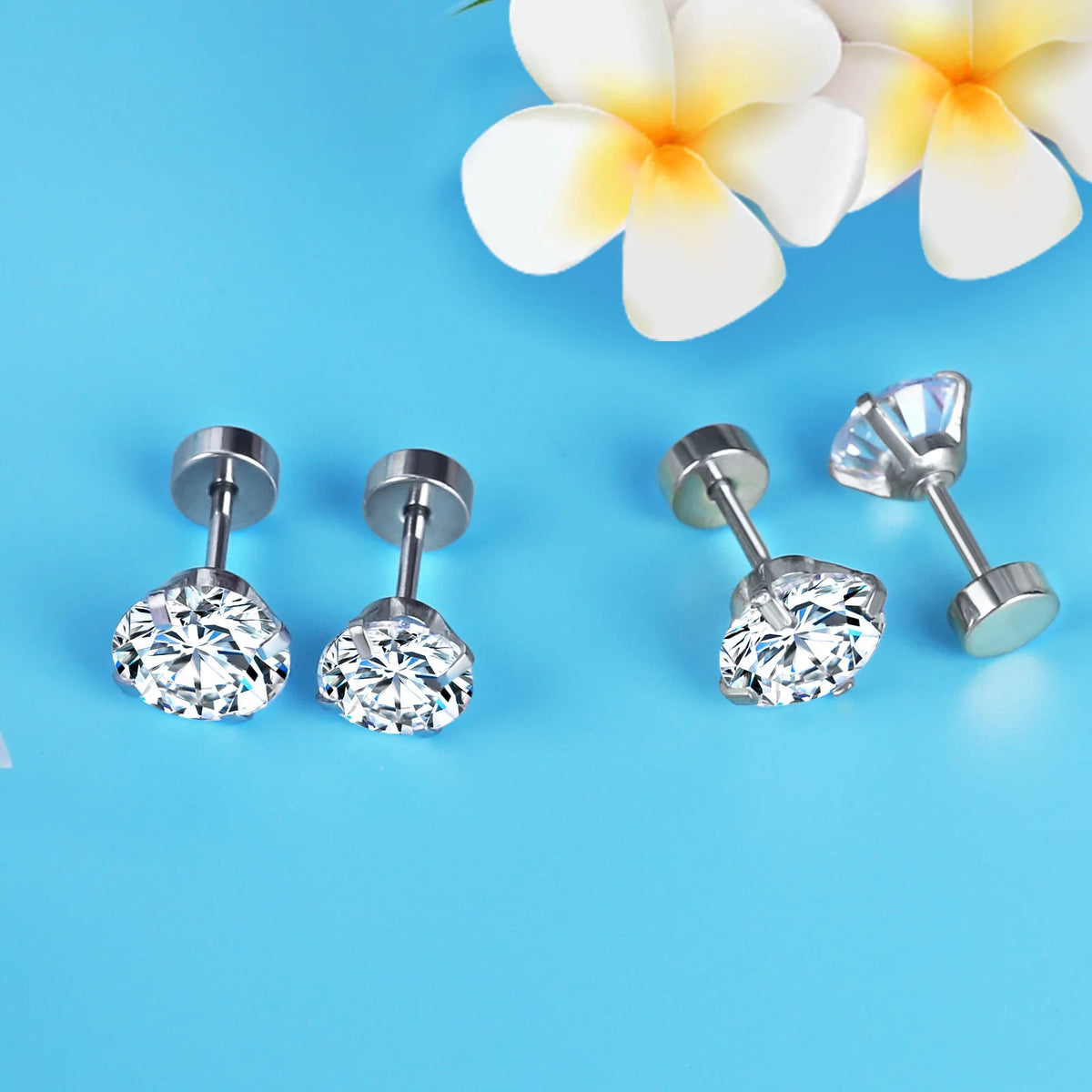 Aros Tragus Cristal Redondo Acero Quirúrgico