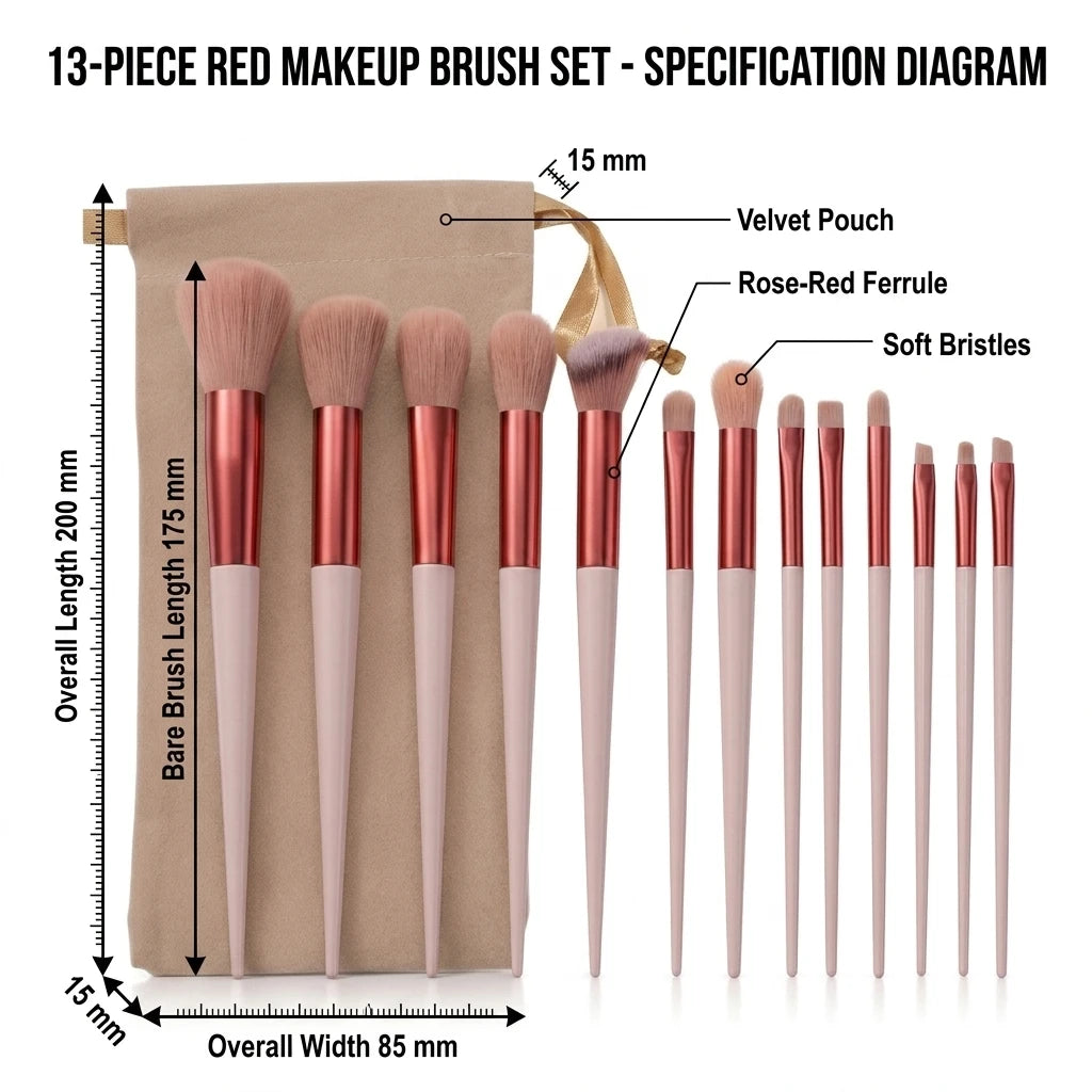 Set de 13 brochas de maquillaje para rostro y ojos