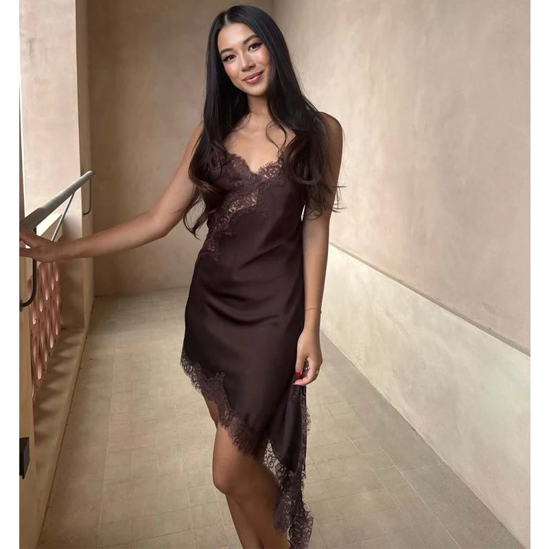 Vestido mini satinado de breteles Vera