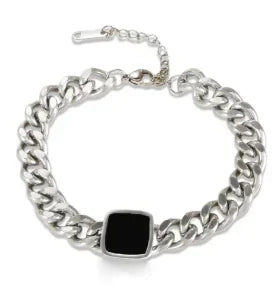 Pulsera de acero con corazón y circonias