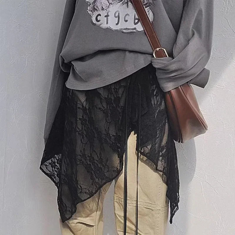 Pollera mini en capas con cordones