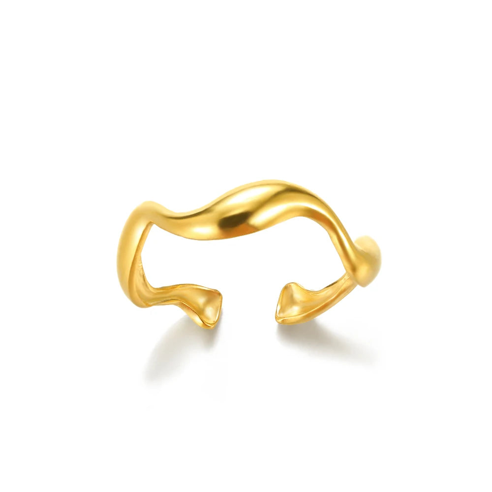 Anillo de acero 316L dorado Clásico