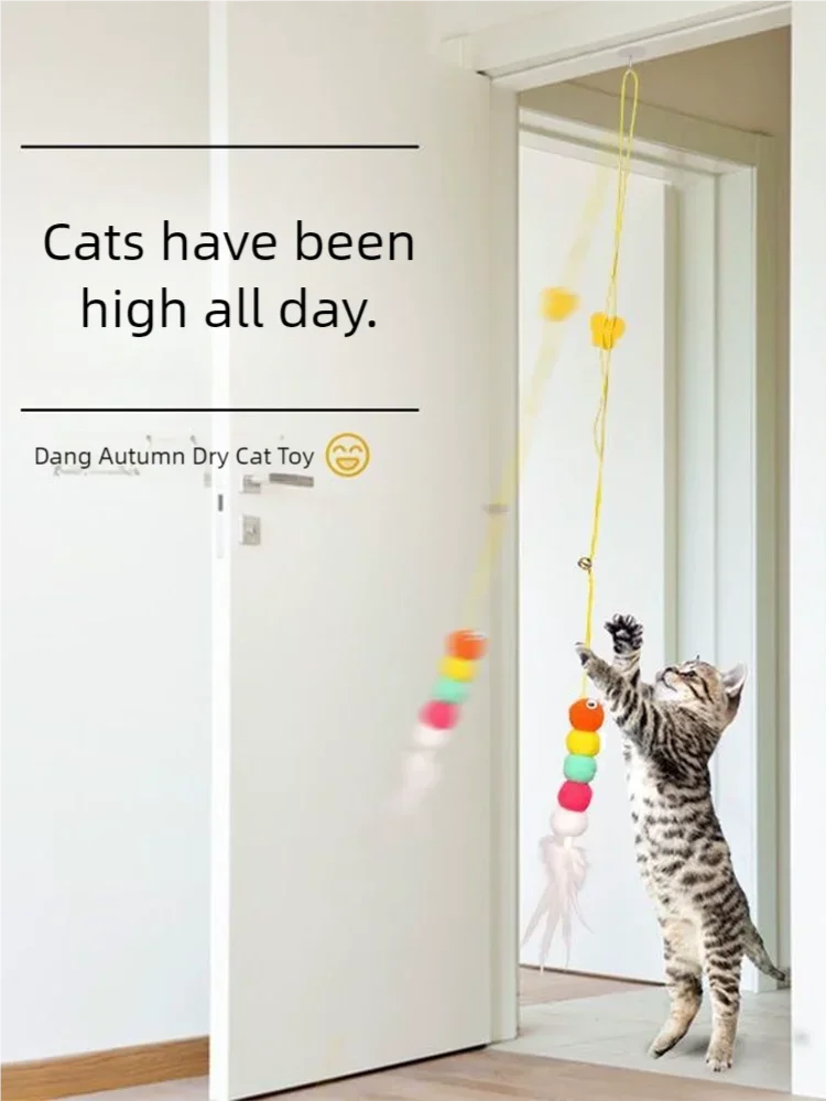 Vara Elástica Colgante para Gatos con Plumas