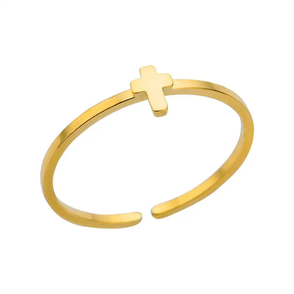 Anillo de acero 316L dorado Clásico