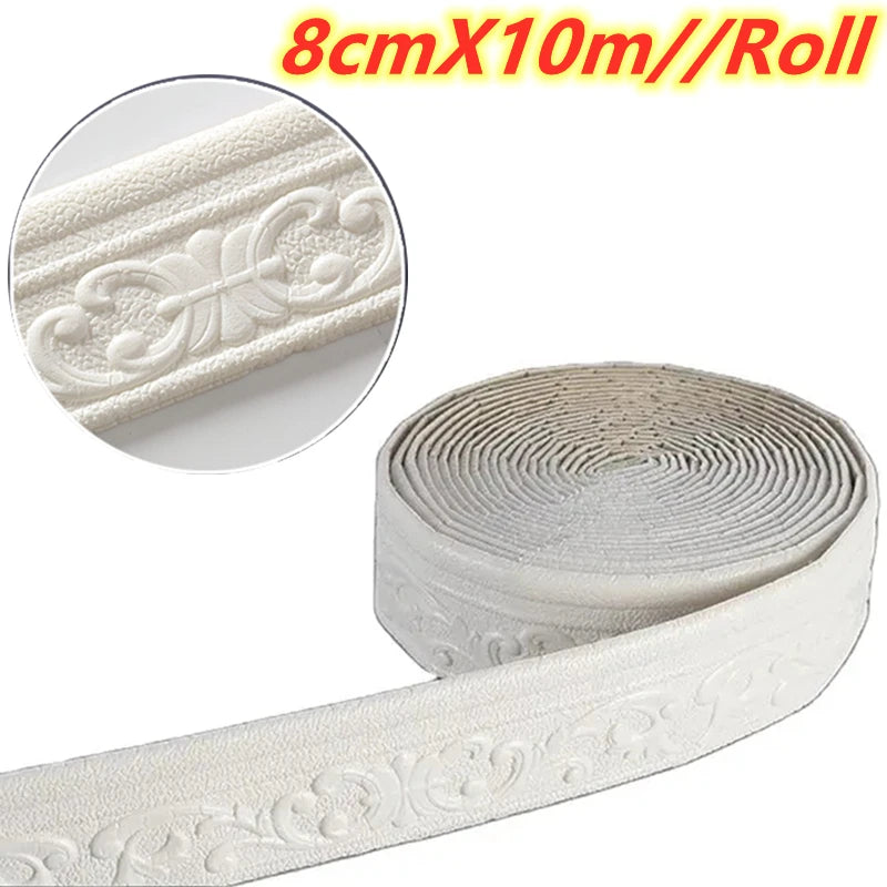 Moldura decorativa autoadhesiva 3D de 10 m