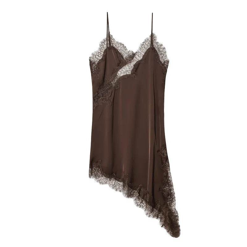 Vestido mini satinado de breteles Vera