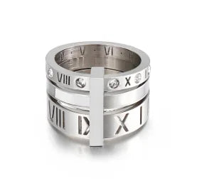 Anillo de acero con circonias Bruma