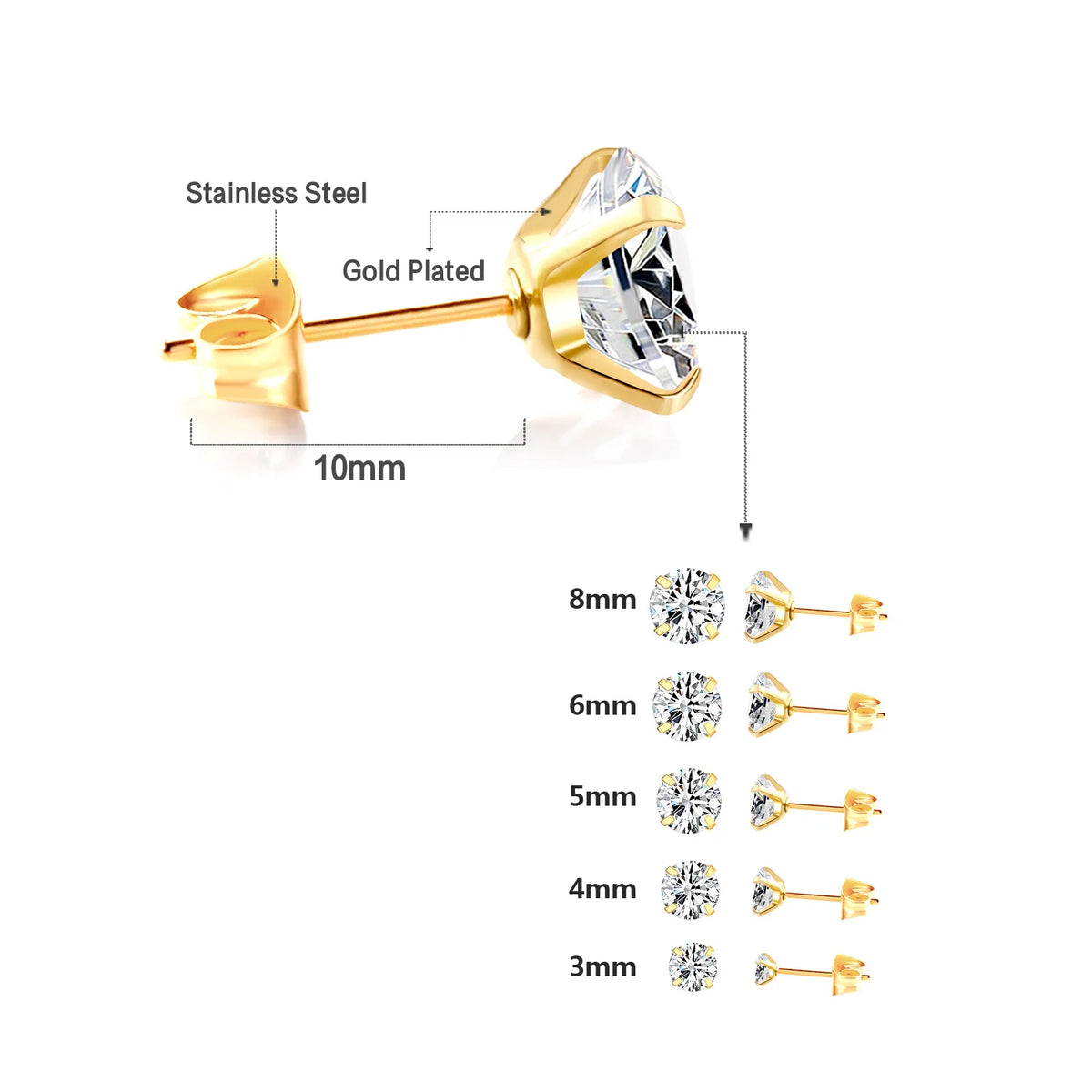 Aros Tragus Cristal Redondo Acero Quirúrgico