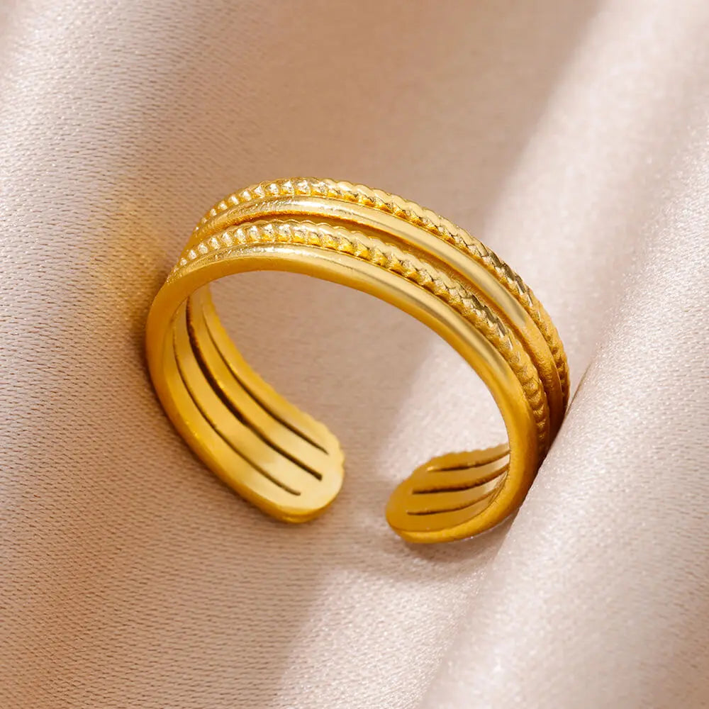 Anillo de acero 316L dorado Clásico