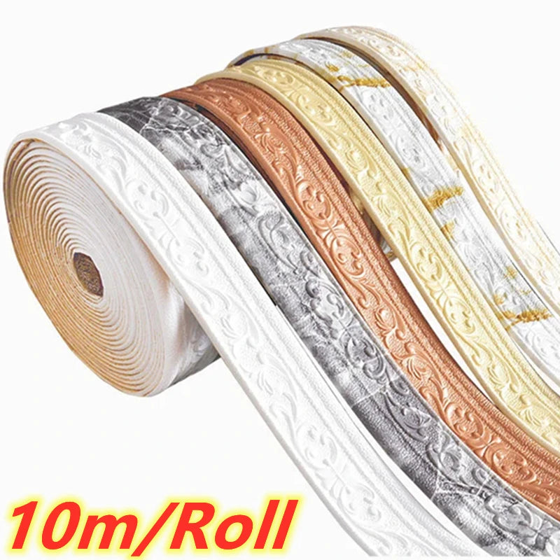 Moldura decorativa autoadhesiva 3D de 10 m