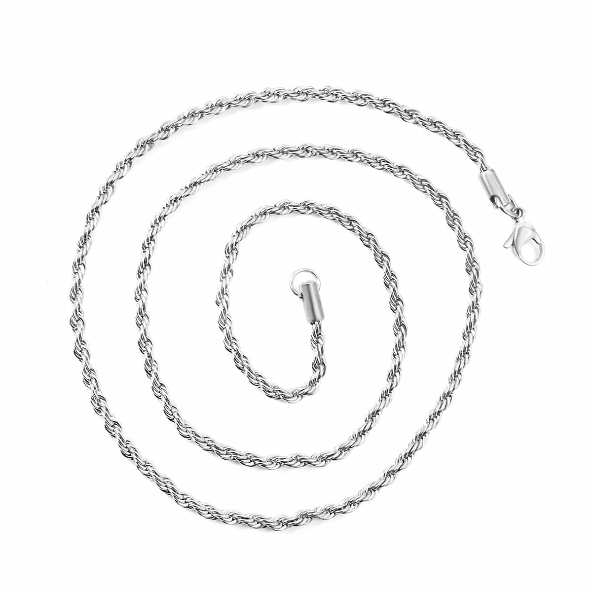 Cadena soga de acero inoxidable plateado