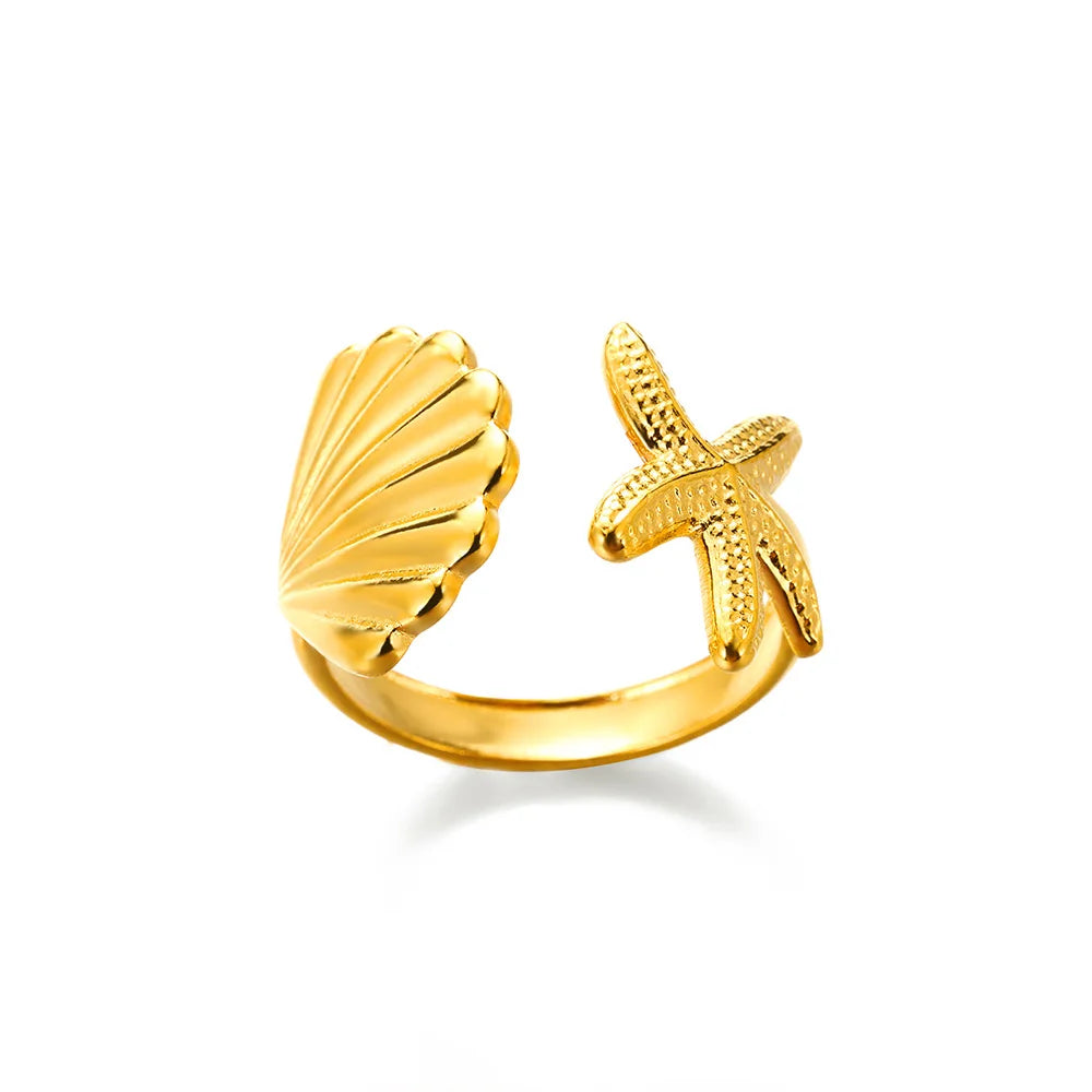 Anillo de acero 316L dorado Clásico