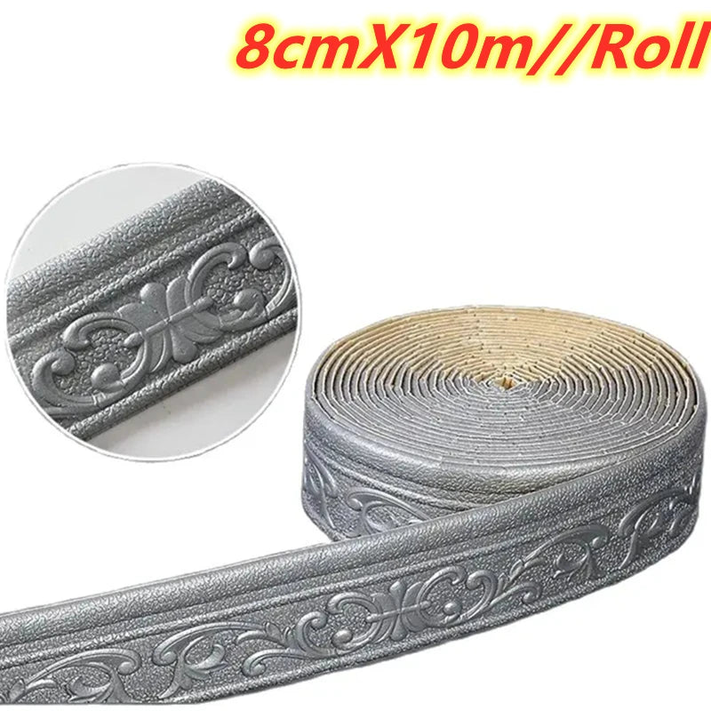 Moldura decorativa autoadhesiva 3D de 10 m