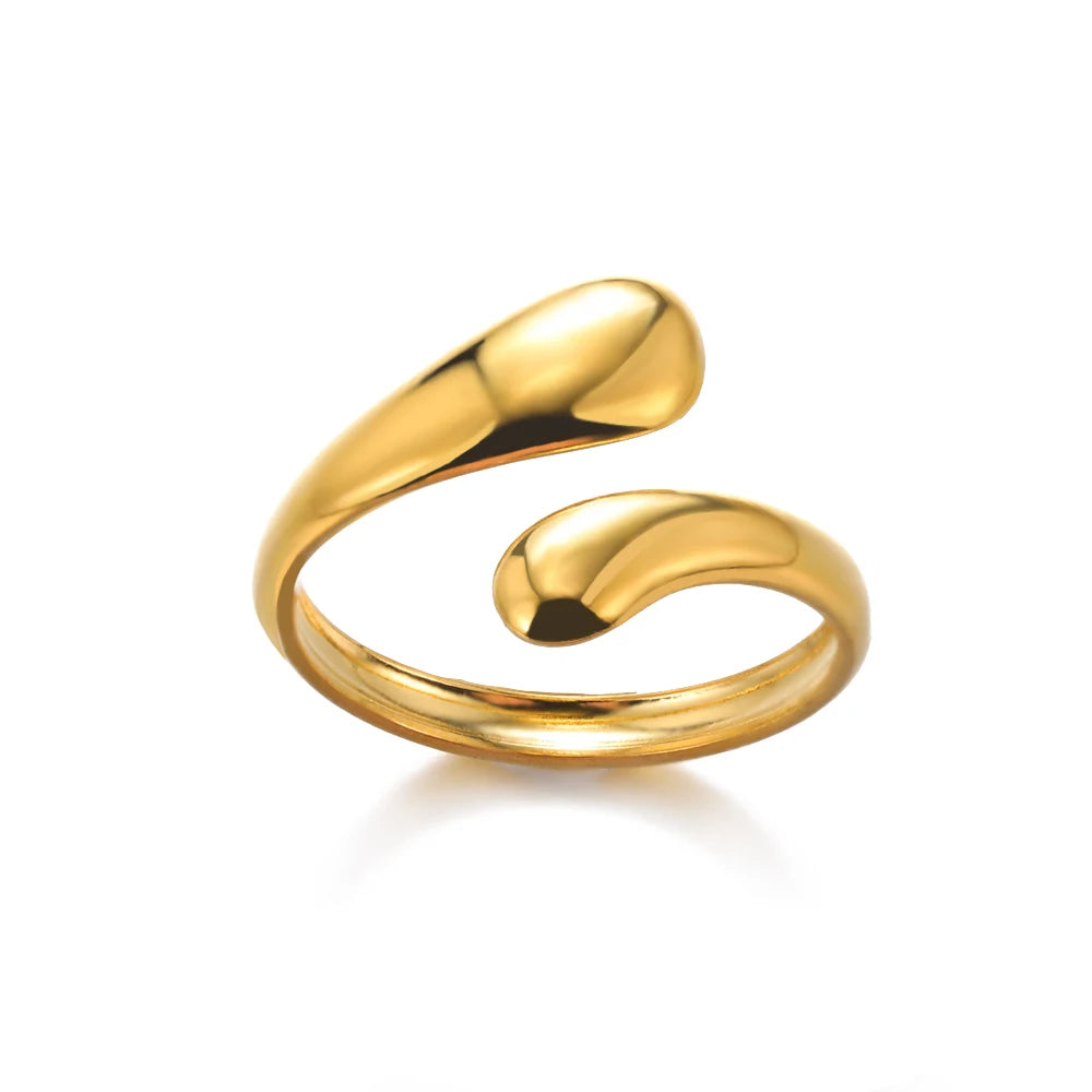 Anillo de acero 316L dorado Clásico