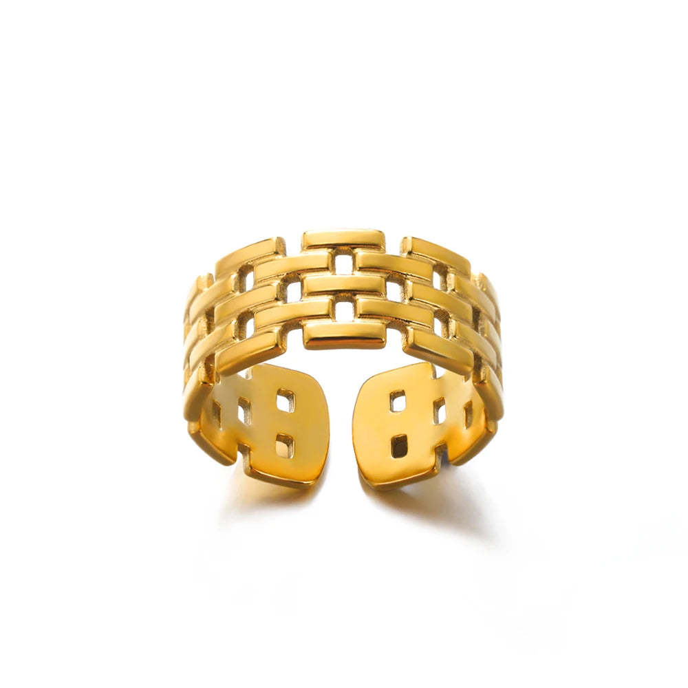 Anillo de acero 316L dorado Clásico
