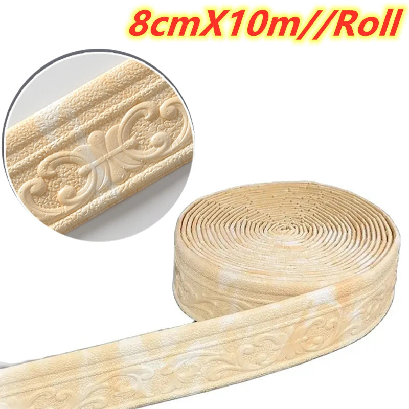 Moldura decorativa autoadhesiva 3D de 10 m