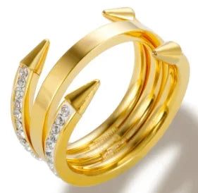 Anillo de acero con circonias Bruma