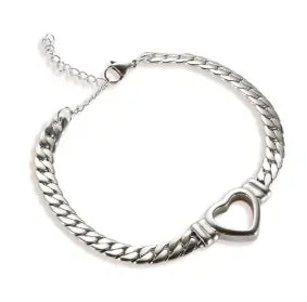 Pulsera de acero con corazón y circonias