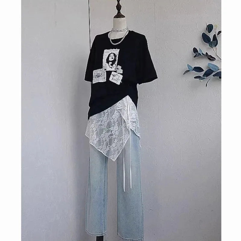 Pollera mini en capas con cordones