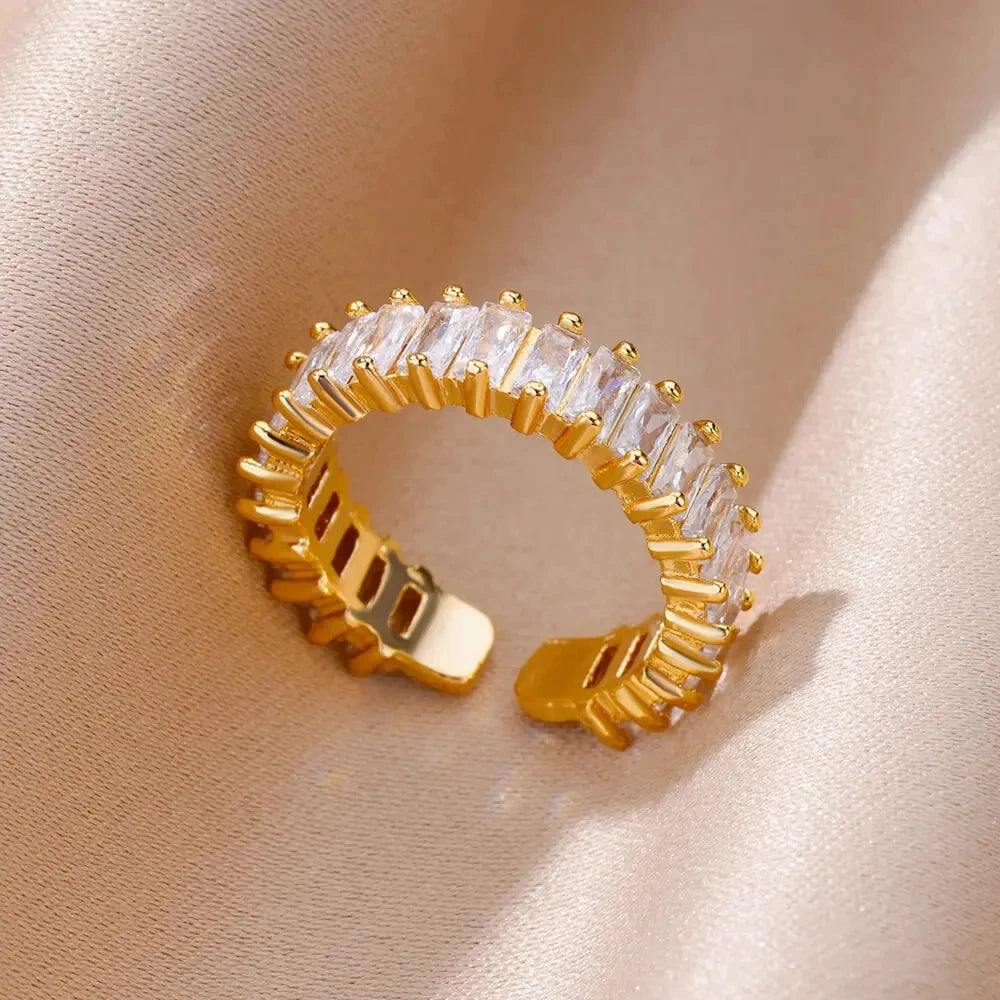 Anillo de acero 316L dorado Clásico