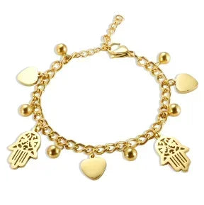 Pulsera de acero con corazón y circonias