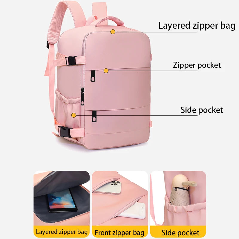 Mochila de Nylon Nara con Múltiples Bolsillos