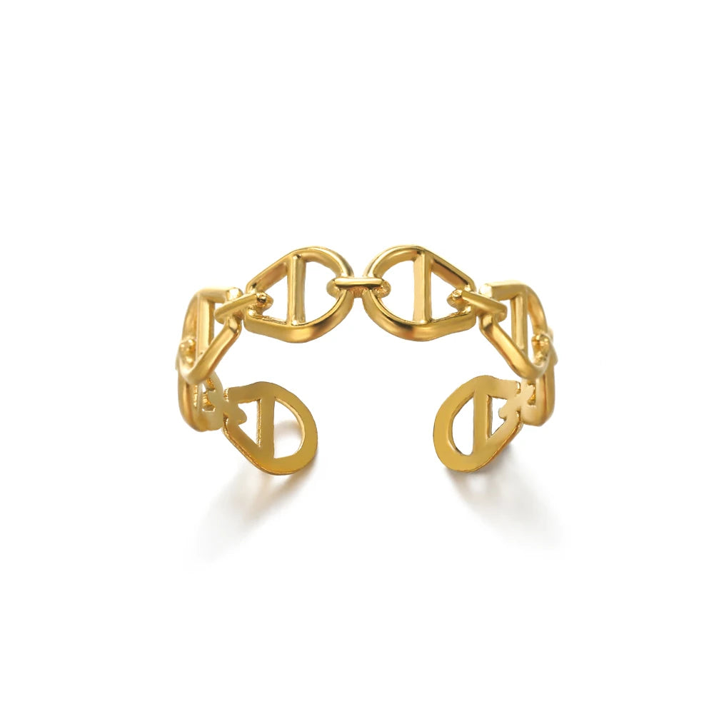 Anillo de acero 316L dorado Clásico