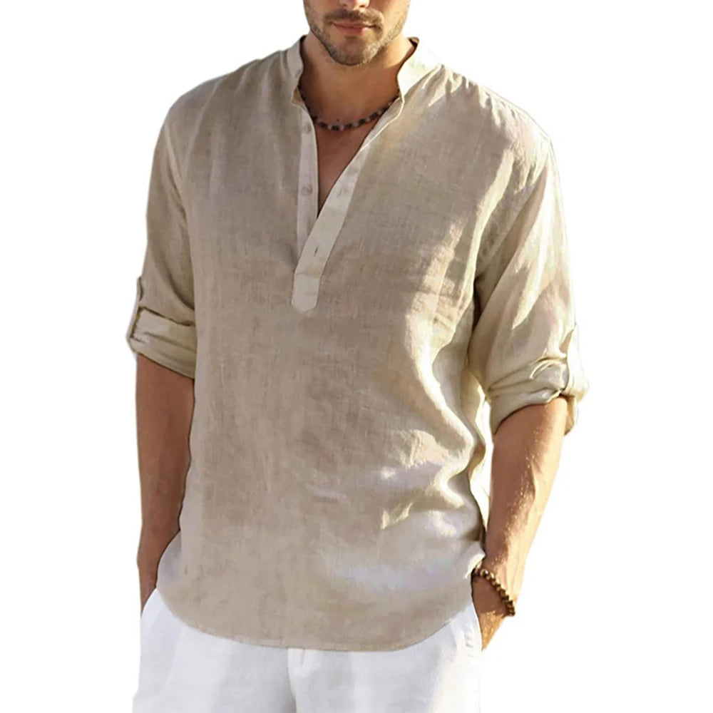 Camisa Casual Brisa de Algodón y Lino