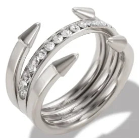 Anillo de acero con circonias Bruma