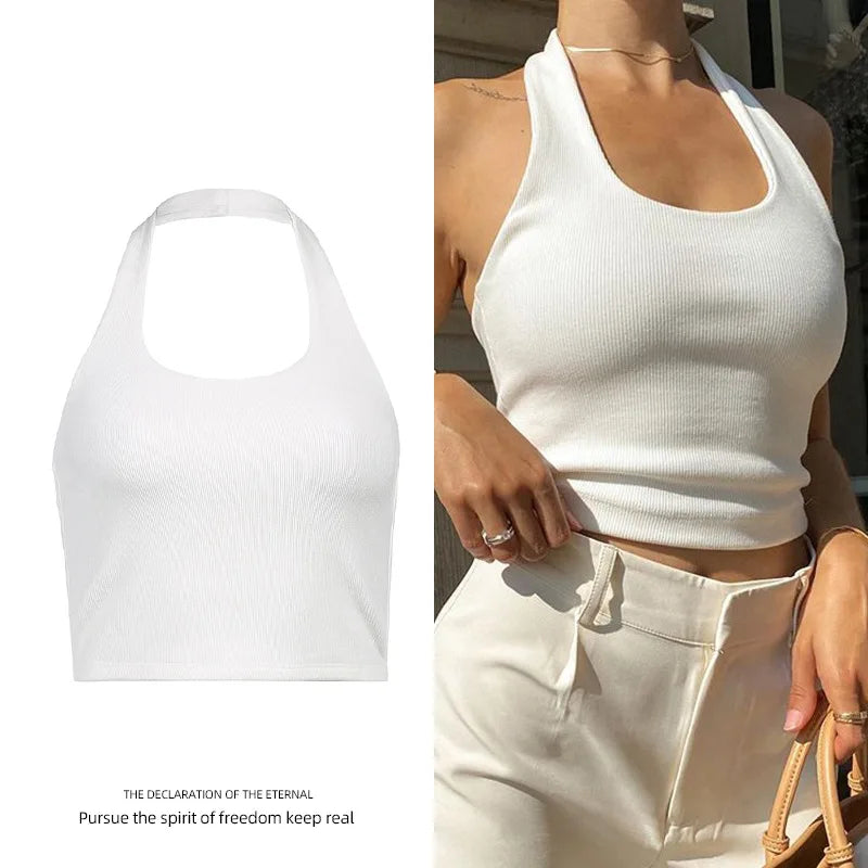Top halter Alba de algodón acanalado