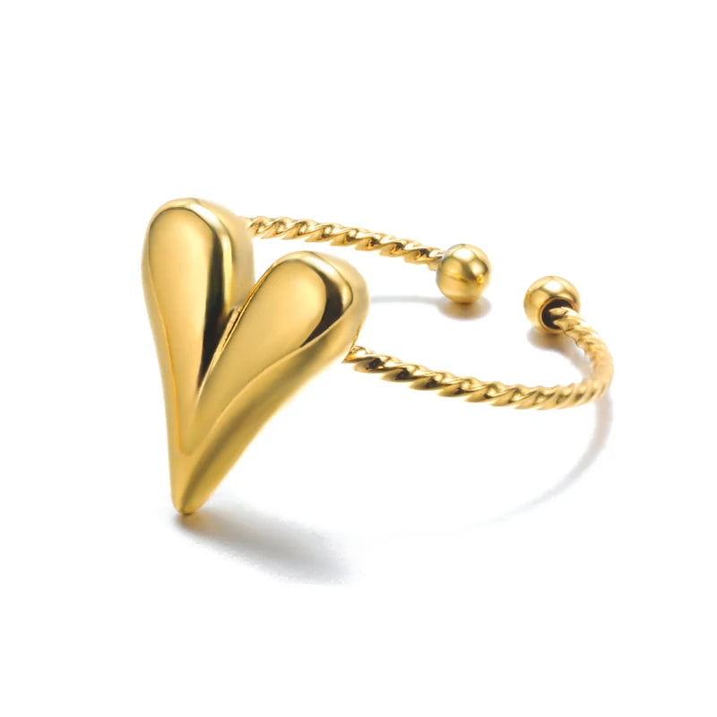 Anillo de acero 316L dorado Clásico