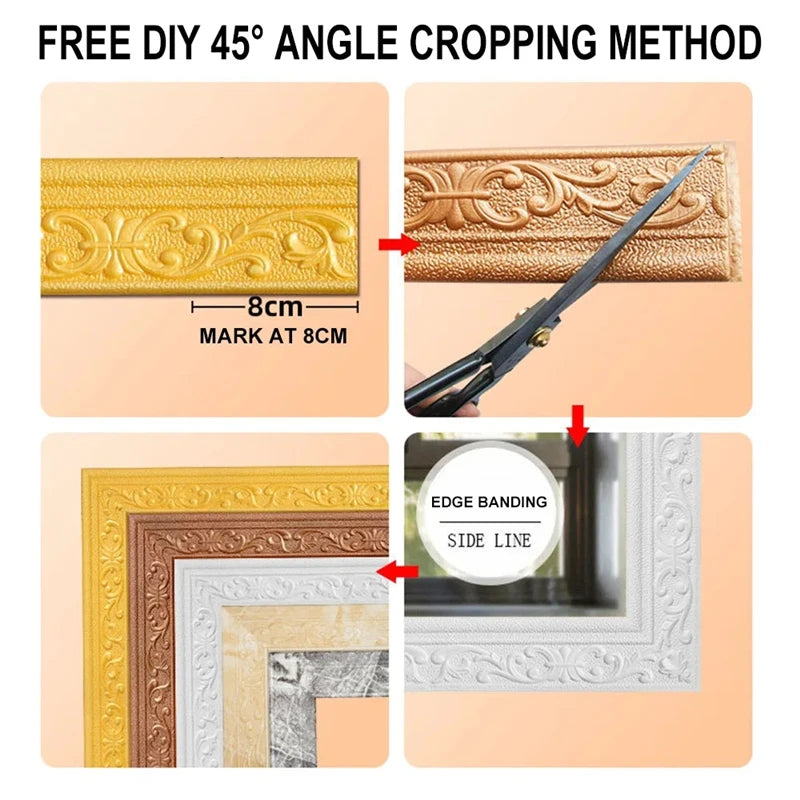 Moldura decorativa autoadhesiva 3D de 10 m