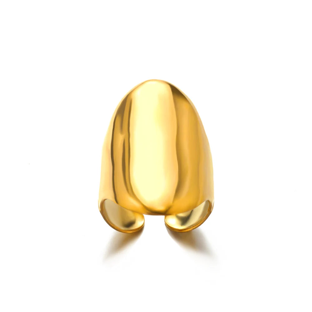 Anillo de acero 316L dorado Clásico