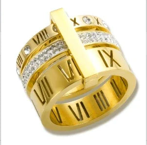 Anillo de acero con circonias Bruma