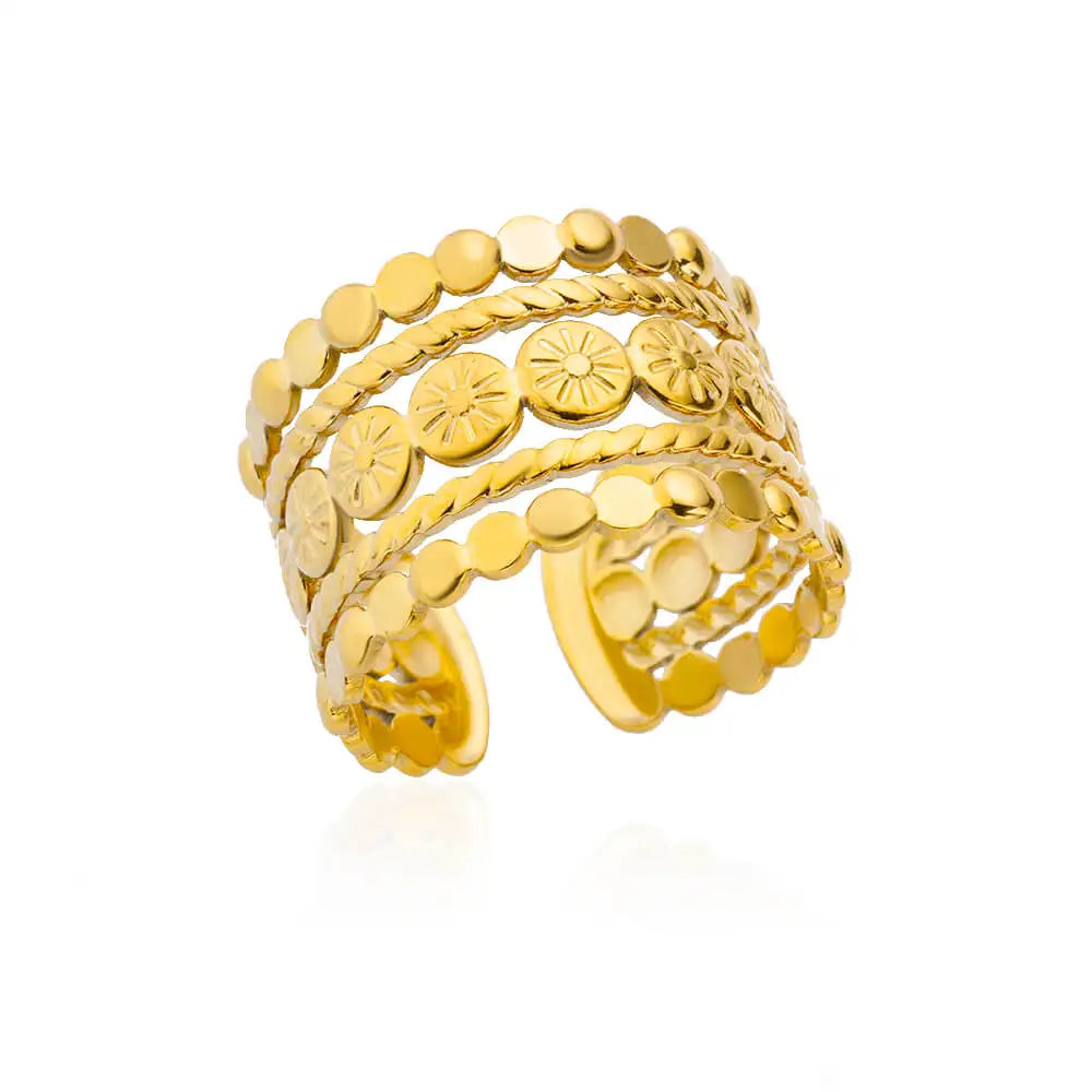 Anillo de acero 316L dorado Clásico