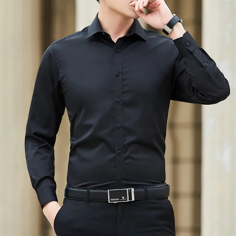 Camisa de hombre Álamo lisa de manga larga