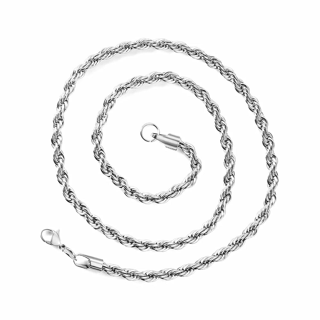 Cadena soga de acero inoxidable plateado