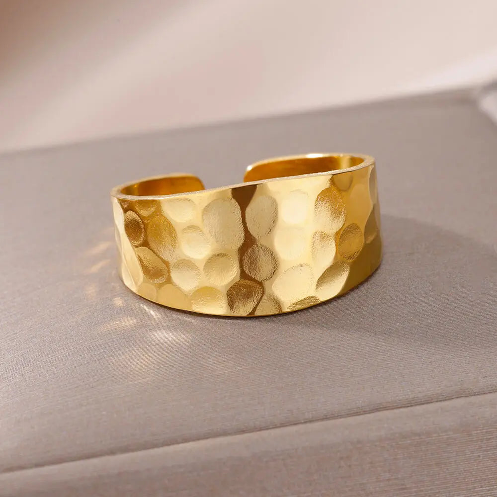 Anillo de acero 316L dorado Clásico
