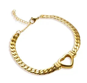 Pulsera de acero con corazón y circonias