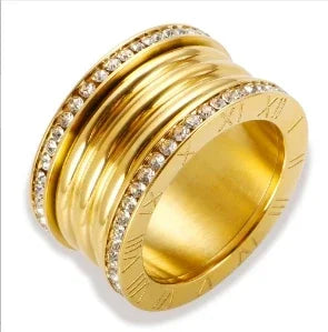 Anillo de acero con circonias Bruma