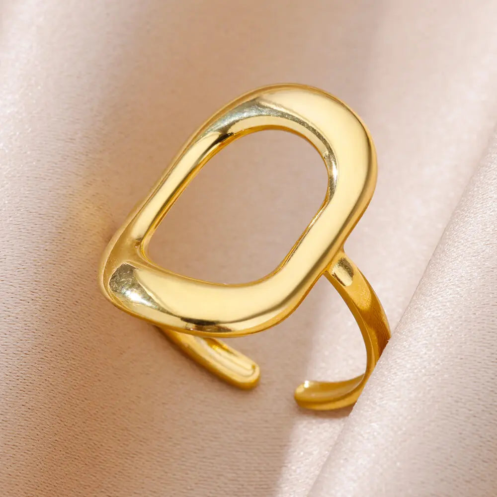 Anillo de acero 316L dorado Clásico